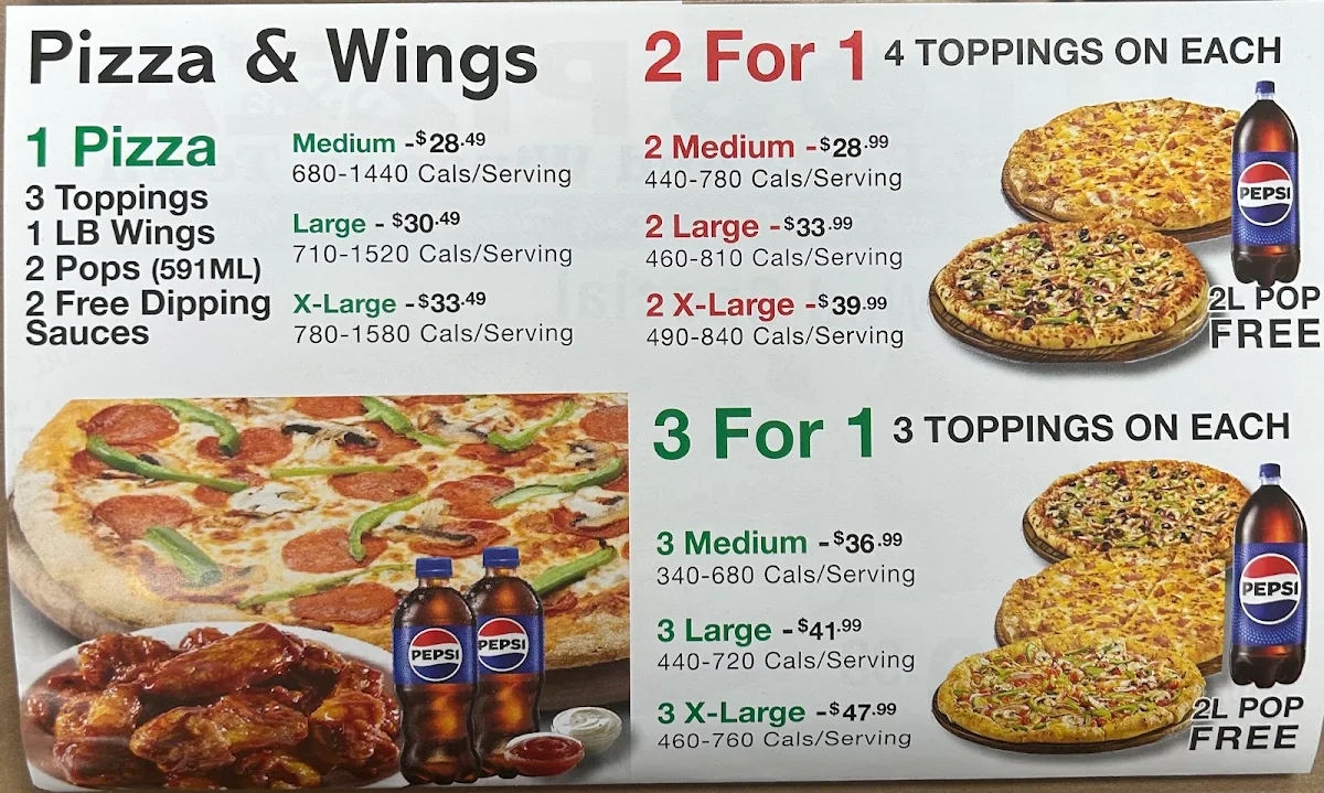 Menu, Titos Pizza