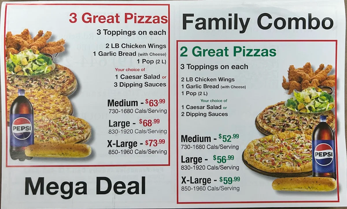 Menu, Titos Pizza