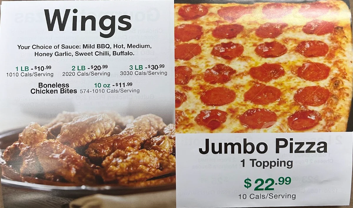 Menu, Titos Pizza