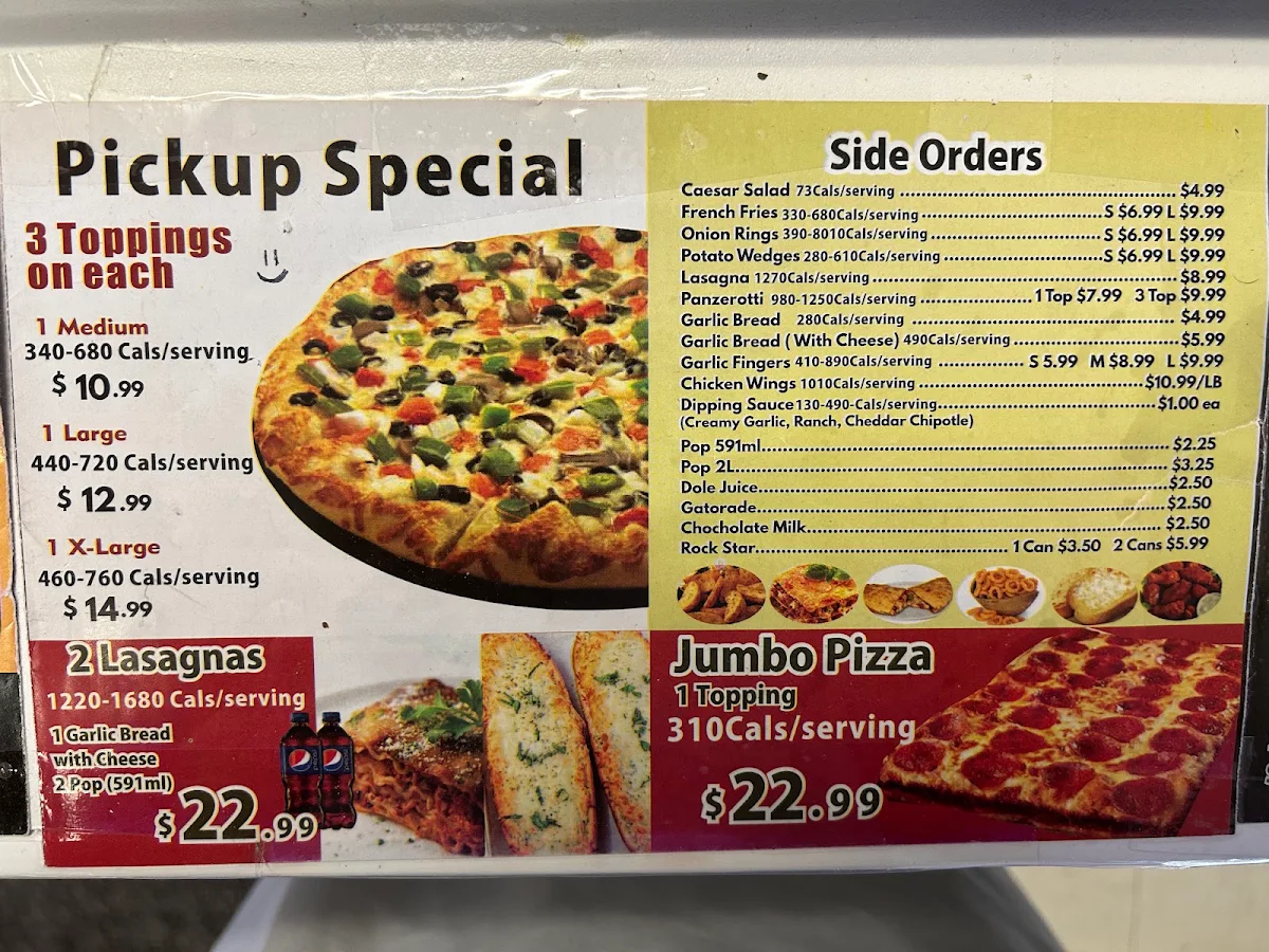 Menu, Titos Pizza