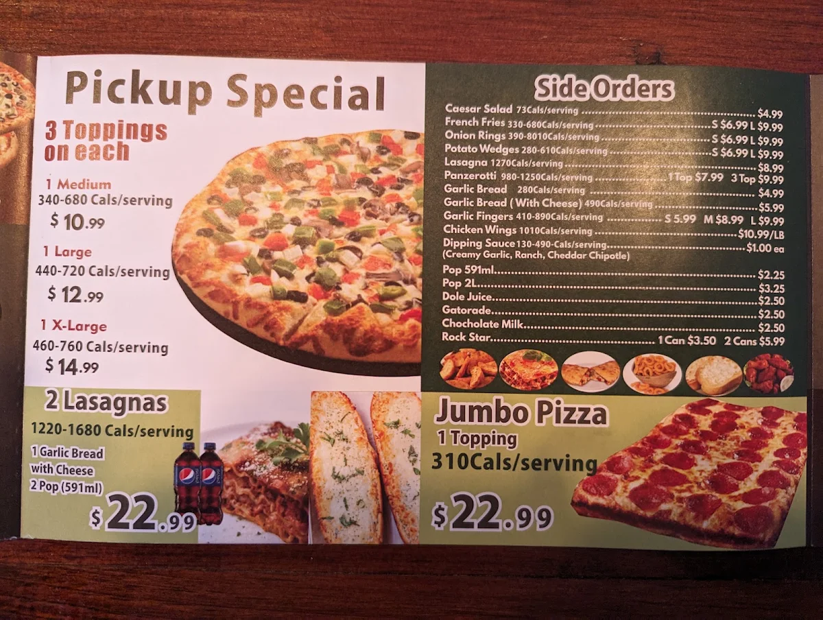 Menu, Titos Pizza
