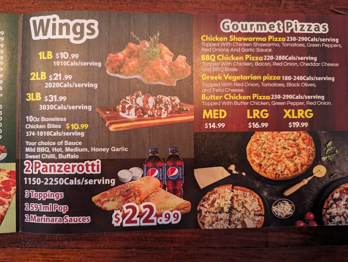 Menu, Titos Pizza