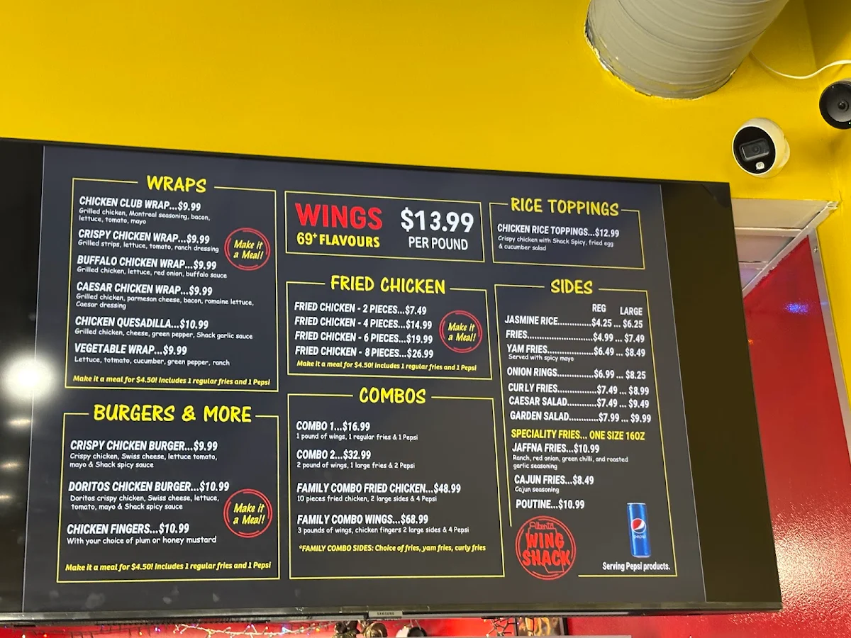 Menu, Alberta Wing Shack Canmore