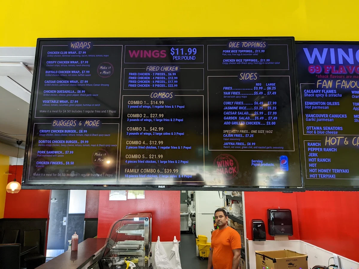 Menu, Alberta Wing Shack Canmore