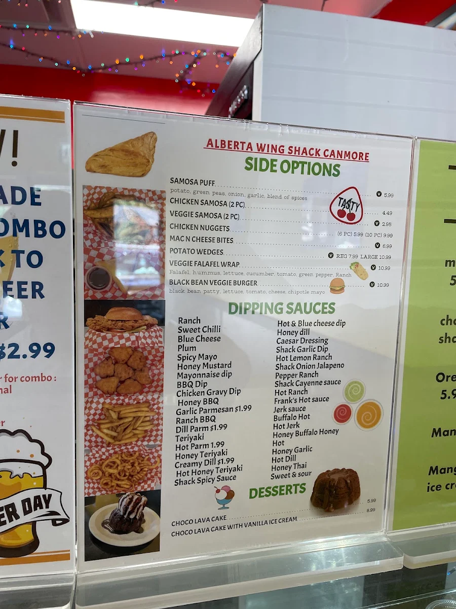 Menu, Alberta Wing Shack Canmore