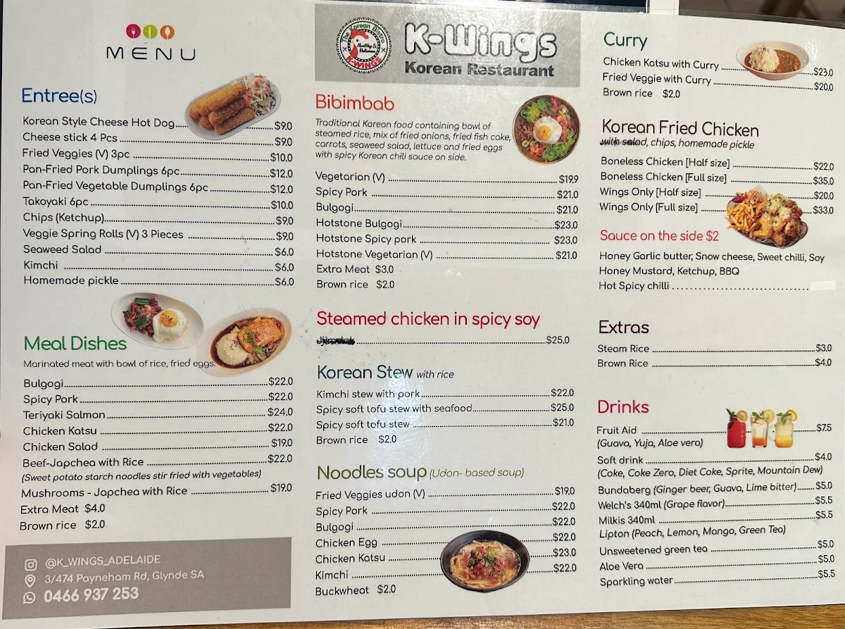 Menu, K-wings