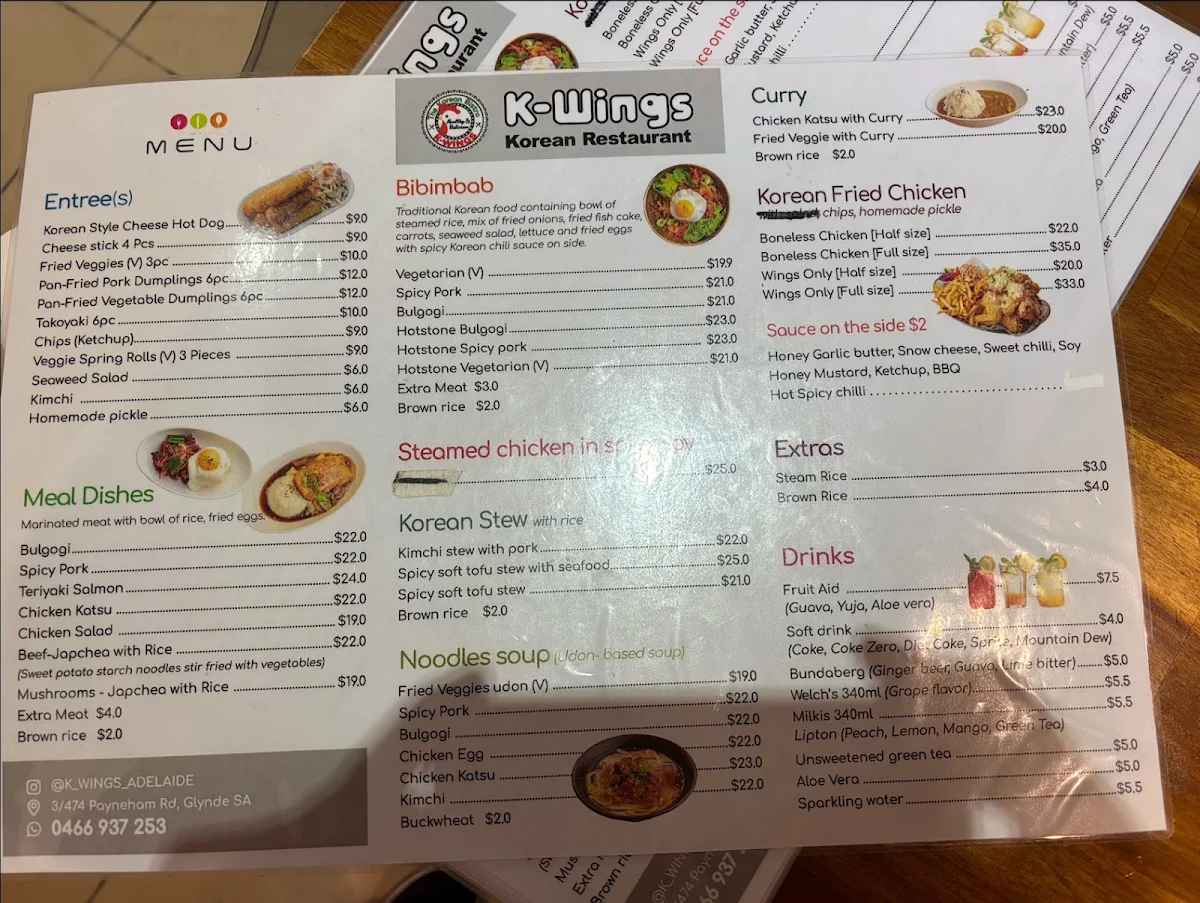 Menu, K-wings