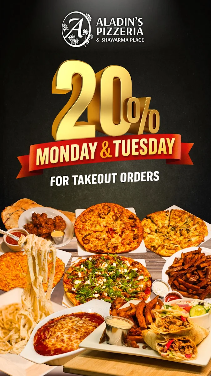 Menu, Aladins Pizzeria & Shawarma Café