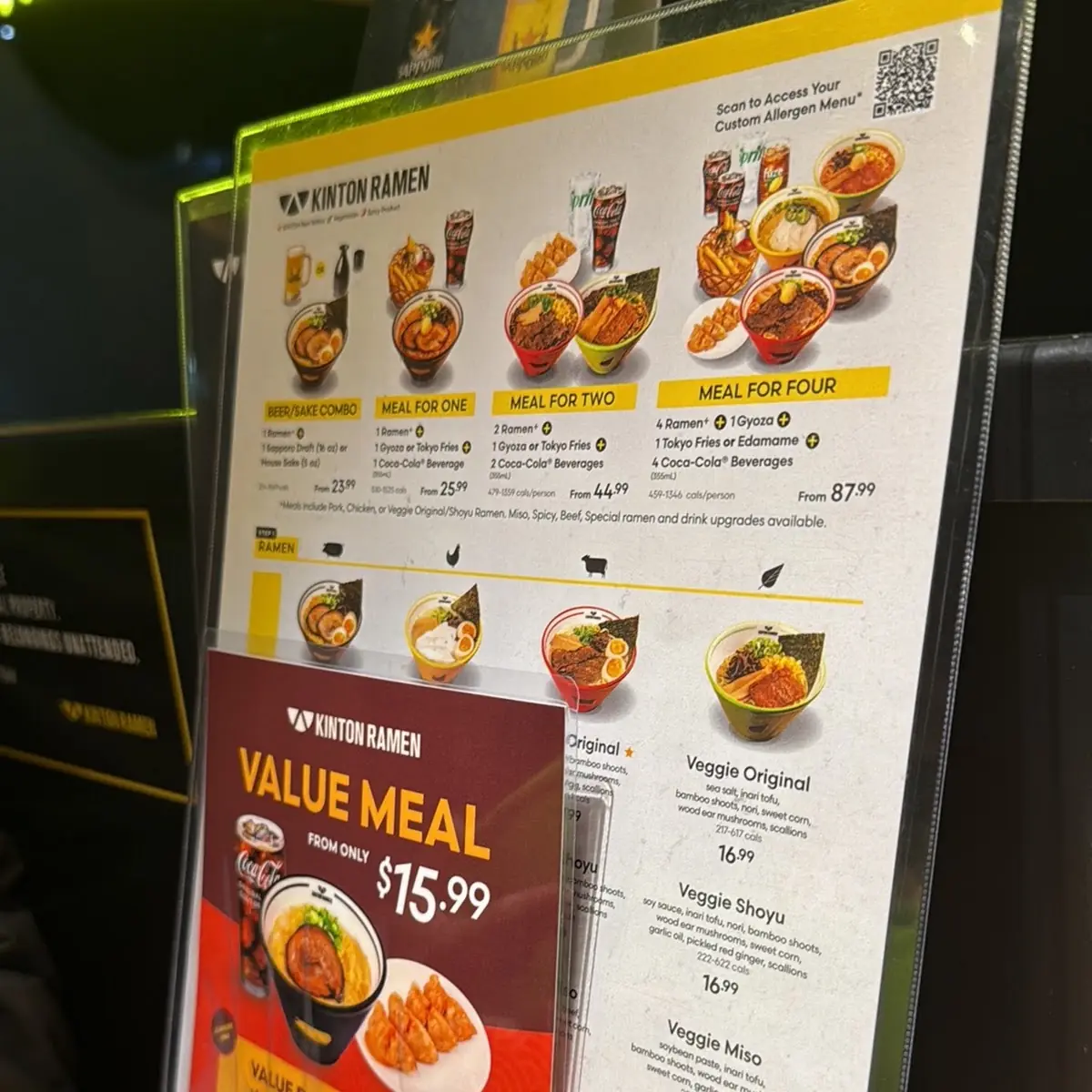 Menu, KINTON RAMEN WINDSOR