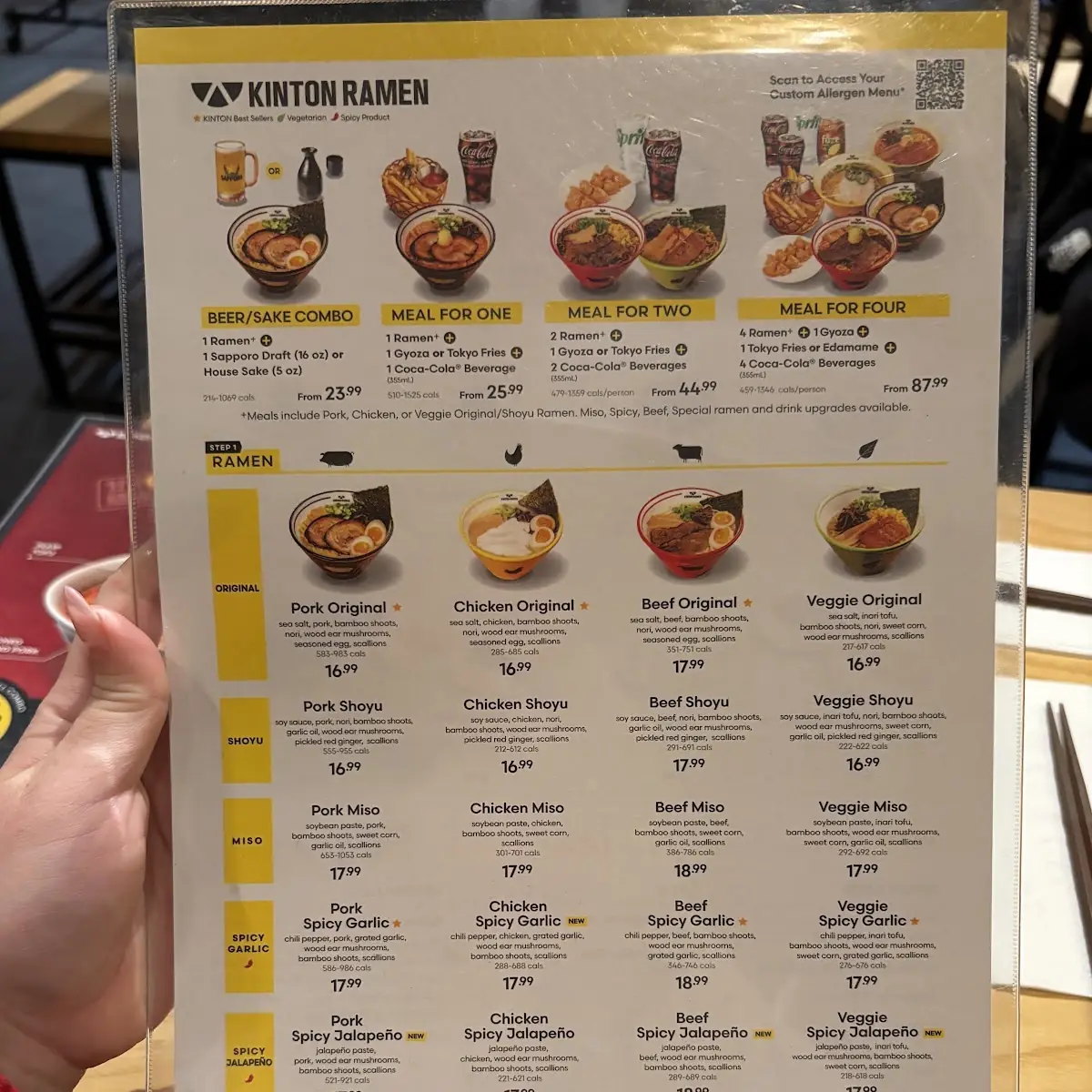Menu, KINTON RAMEN WINDSOR
