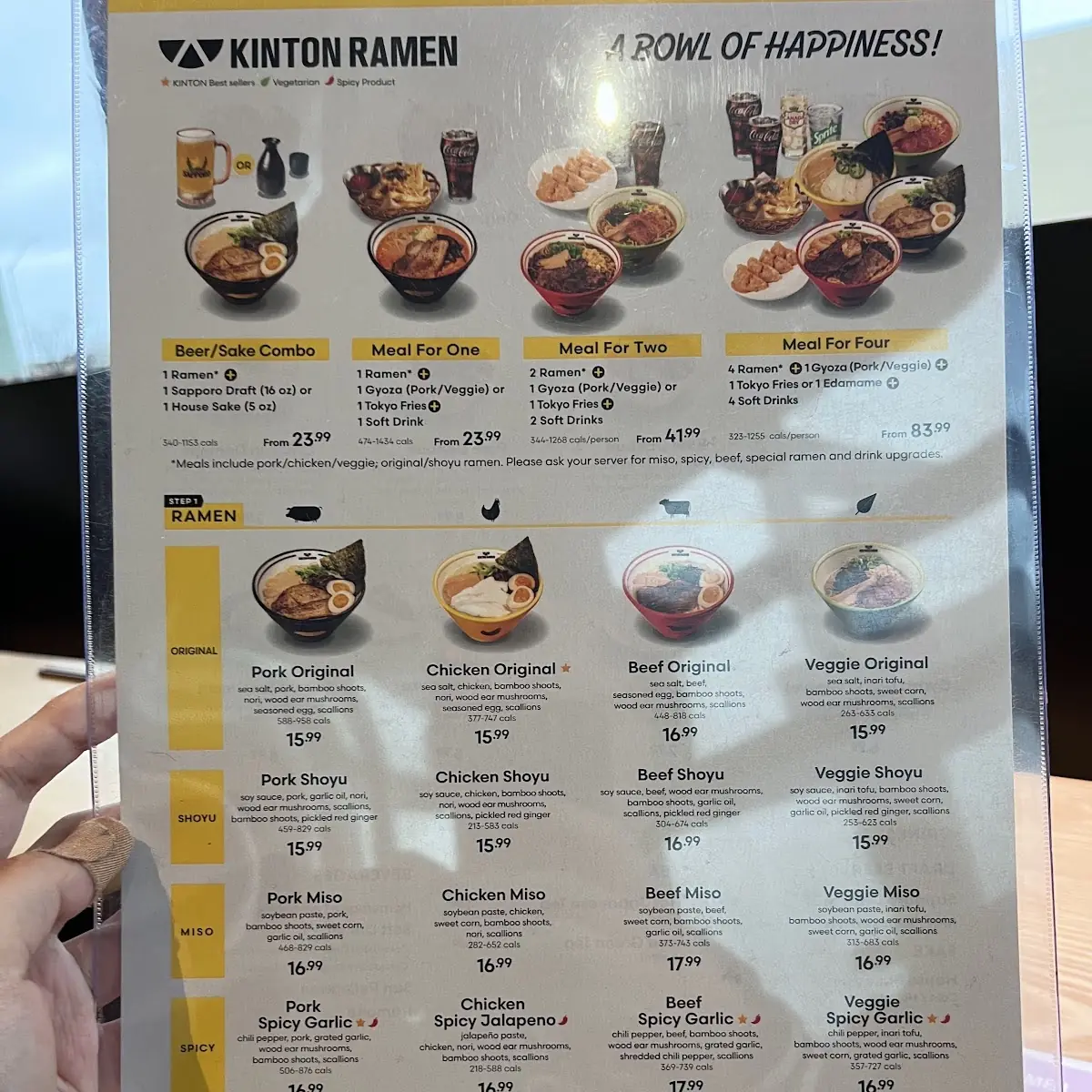 Menu, KINTON RAMEN WINDSOR