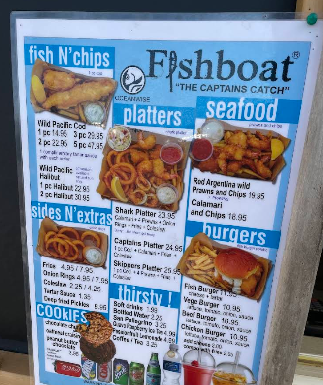 Menu, Fishboat Restaurant