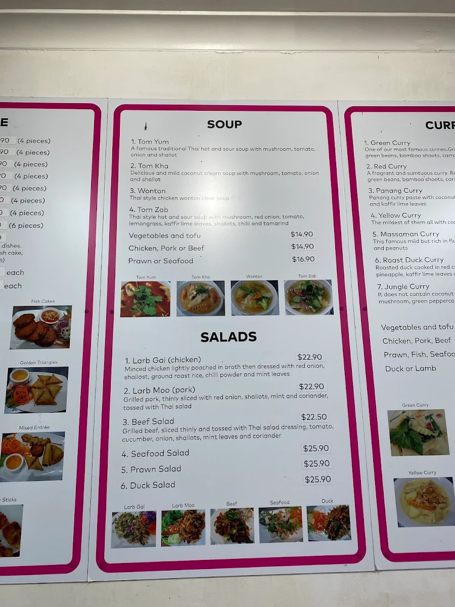 Menu, Pinto Thai Tweed Heads South