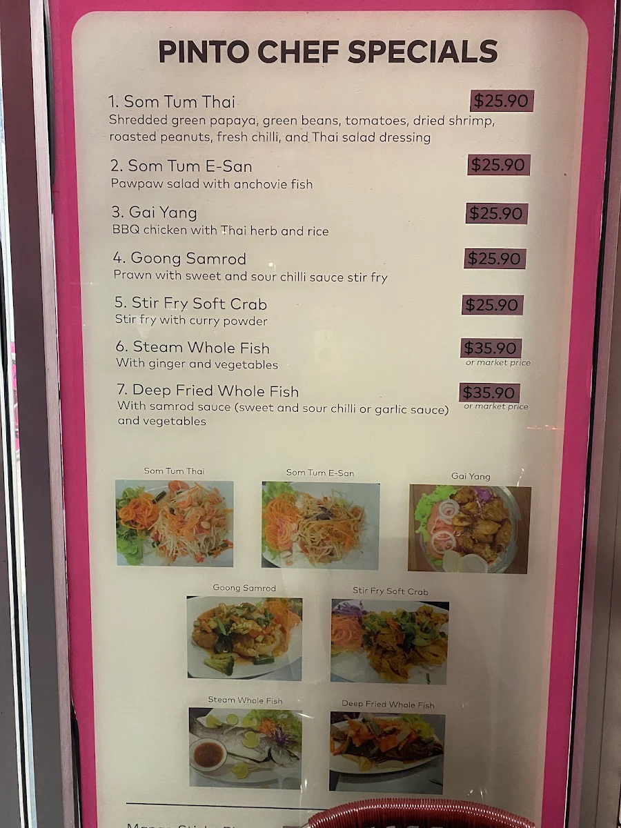 Menu, Pinto Thai Tweed Heads South