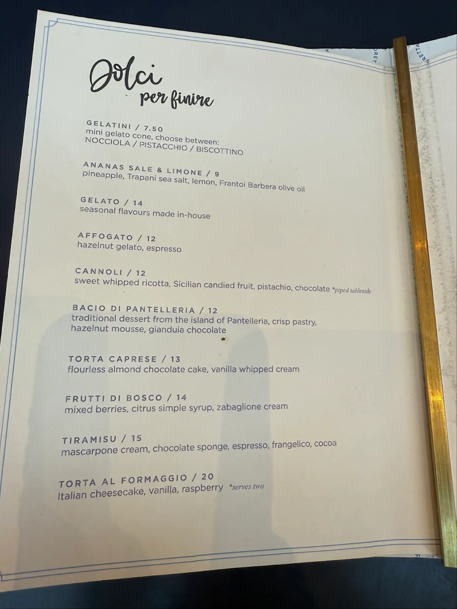 Menu, Oretta Midtown
