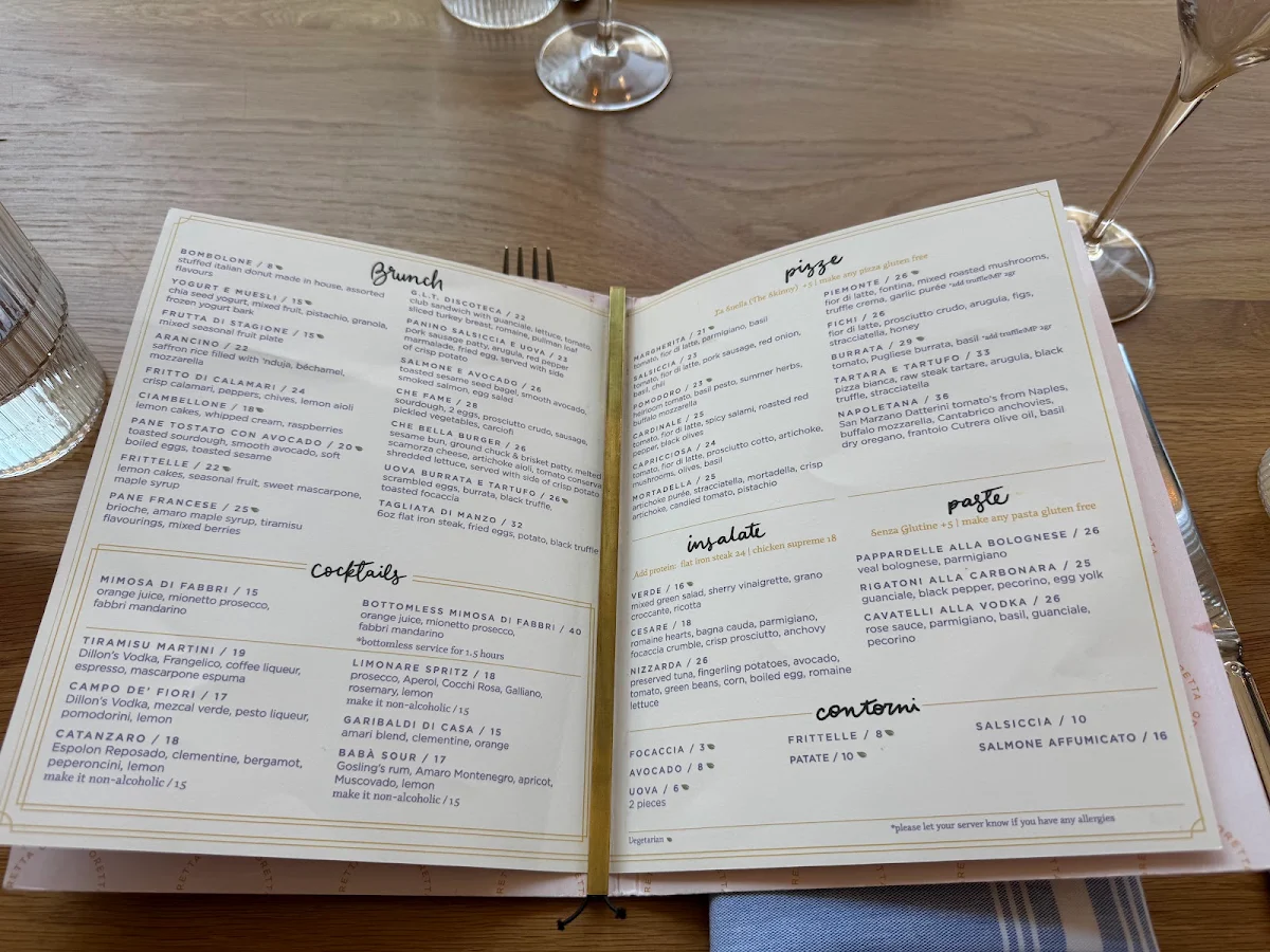 Menu, Oretta Midtown