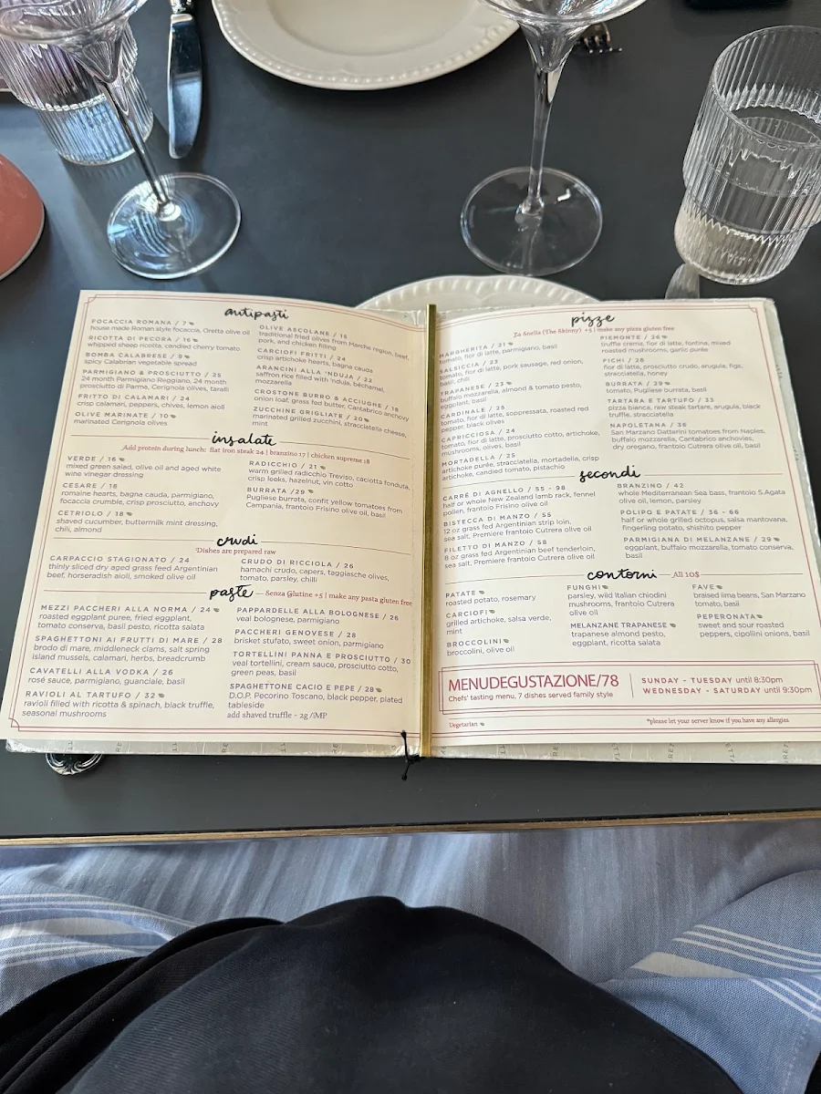 Menu, Oretta Midtown