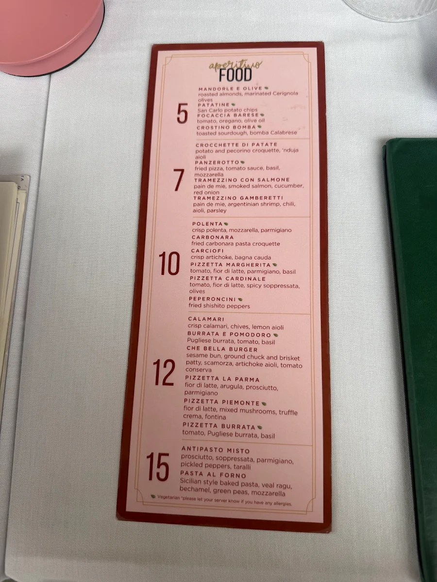 Menu, Oretta Midtown
