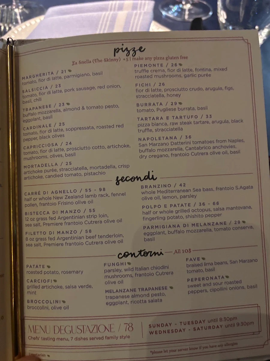 Menu, Oretta Midtown