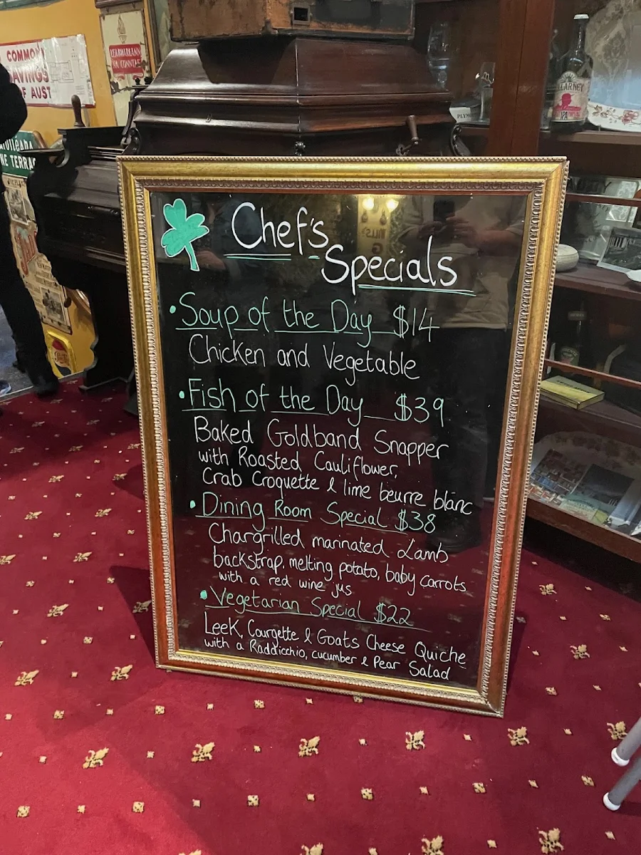 Menu, J.B. O'Reilly's