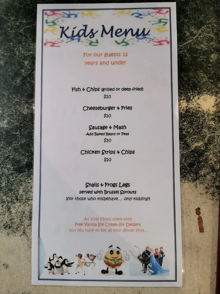 Menu, J.B. O'Reilly's