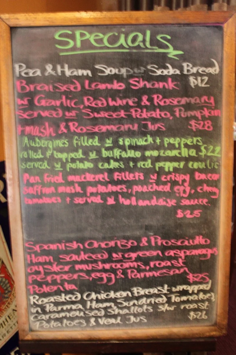 Menu, J.B. O'Reilly's