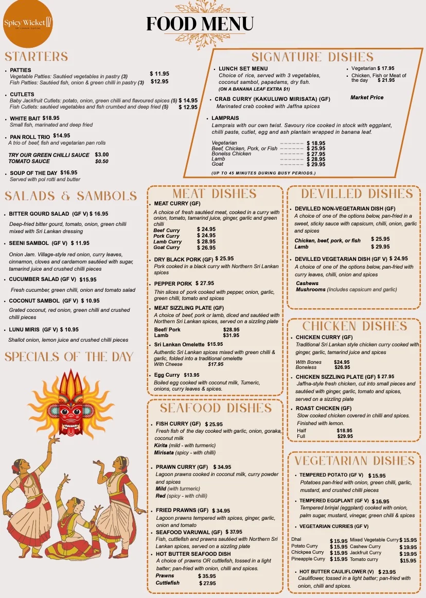 Menu, Spicy Wicket