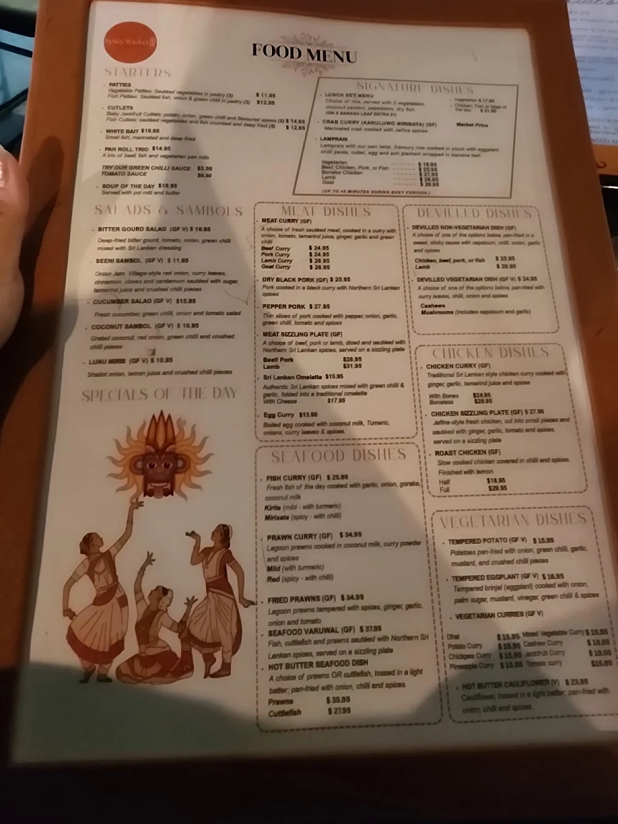 Menu, Spicy Wicket
