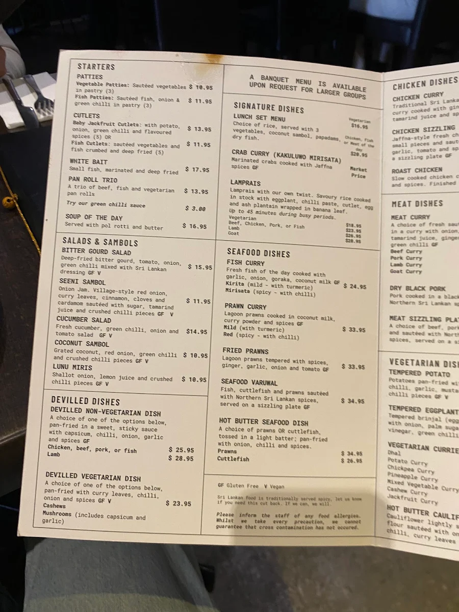 Menu, Spicy Wicket