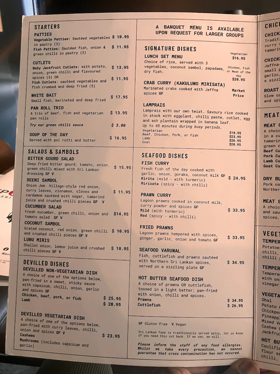 Menu, Spicy Wicket