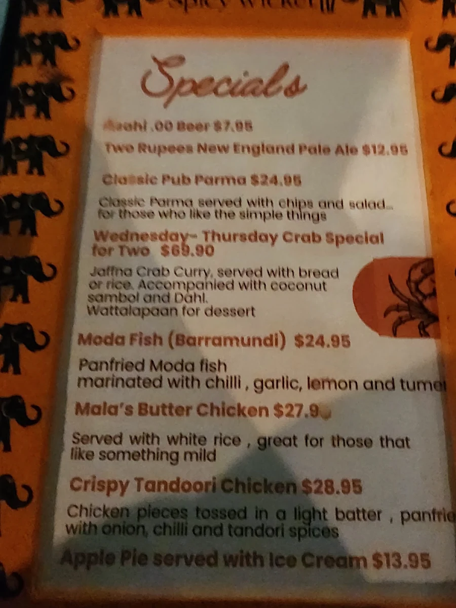 Menu, Spicy Wicket