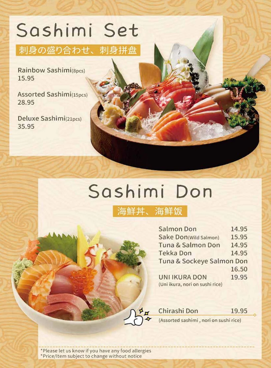 Menu, Shen Sushi