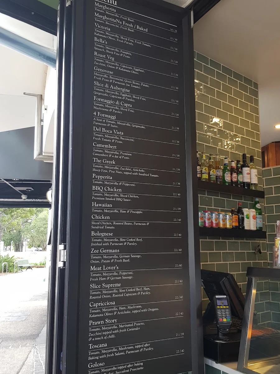 Menu, Burleigh Pizza