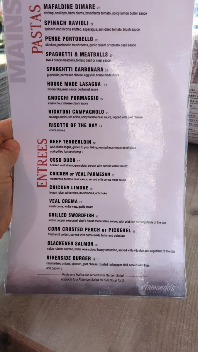 Menu, Armando's Pizza - Riverside Dr E
