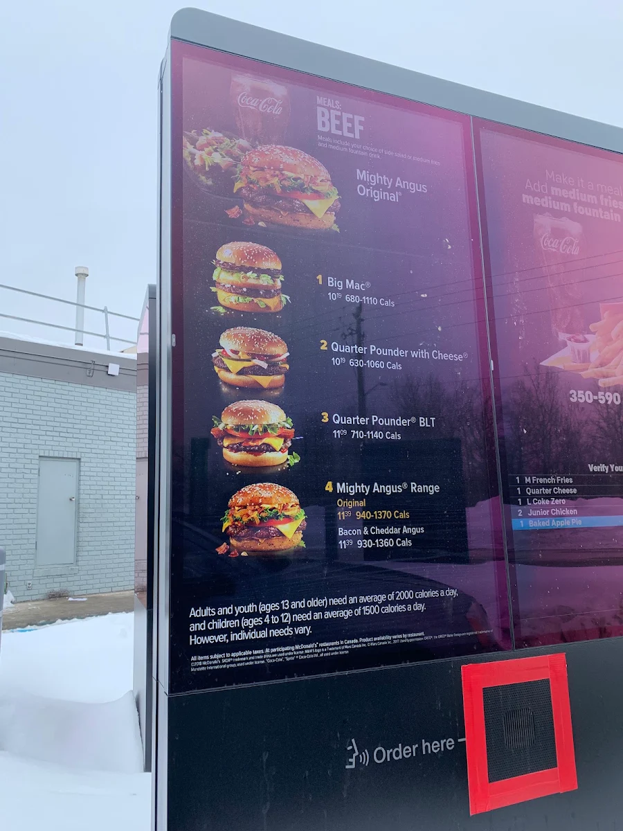 Menu, McDonald's