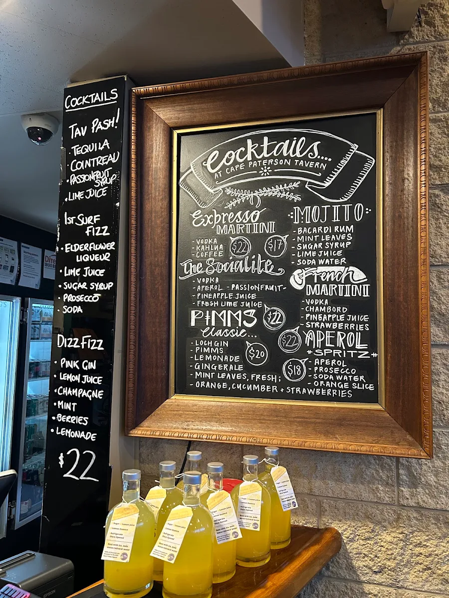 Menu, Cape Tavern