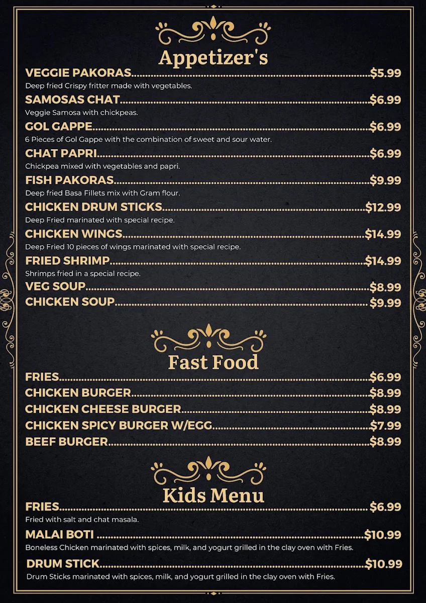 Menu, Butt Karahi Restaurant & Banquet Hall