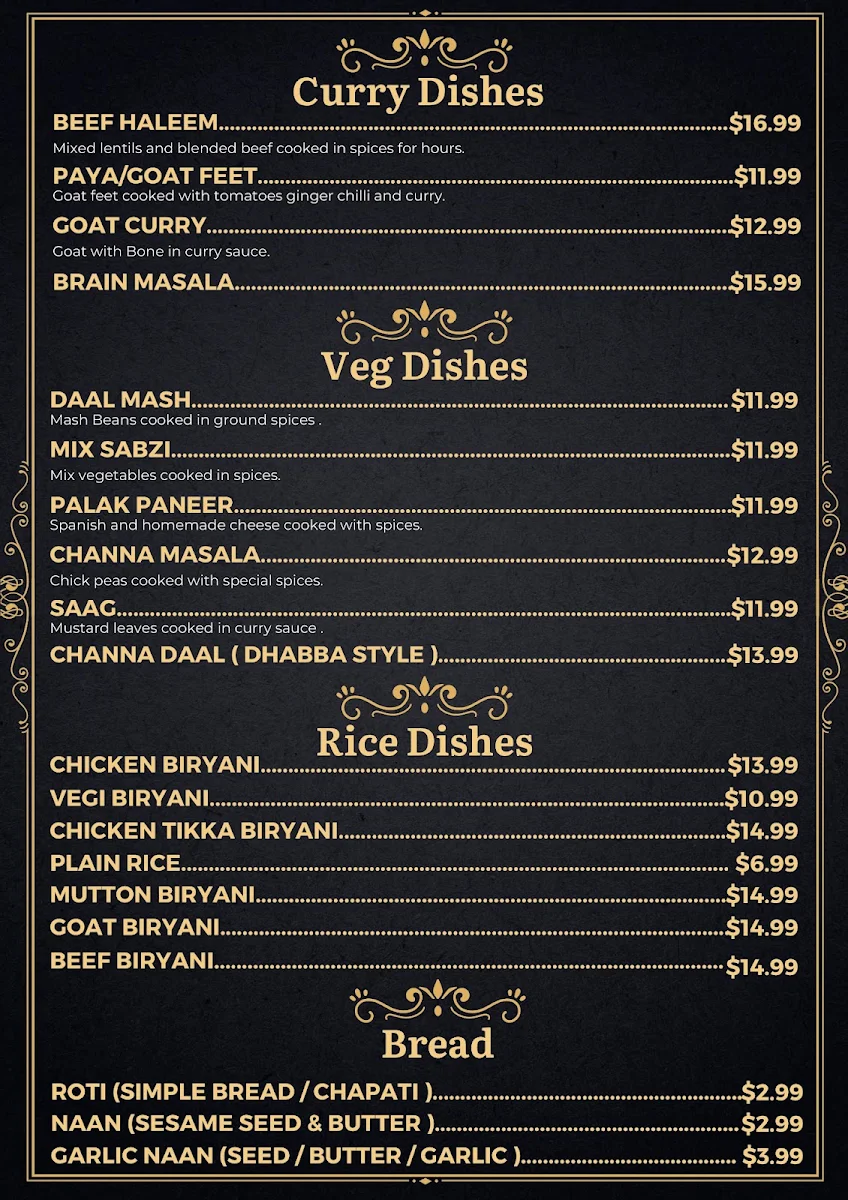 Menu, Butt Karahi Restaurant & Banquet Hall