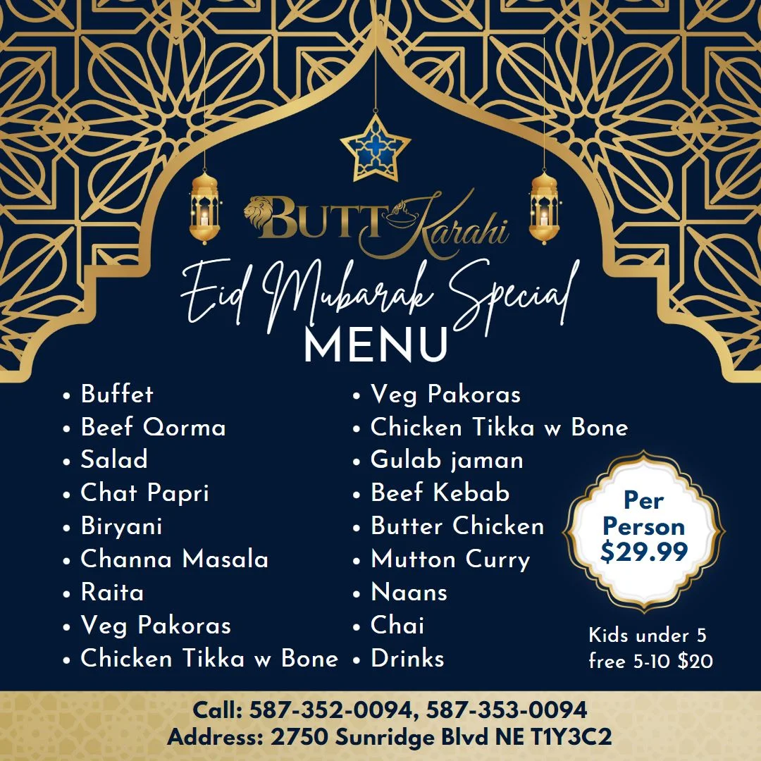 Menu, Butt Karahi Restaurant & Banquet Hall