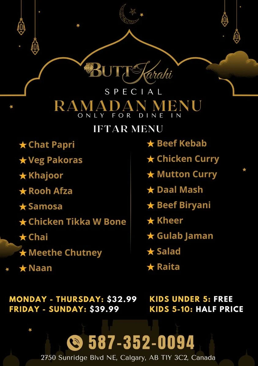 Menu, Butt Karahi Restaurant & Banquet Hall