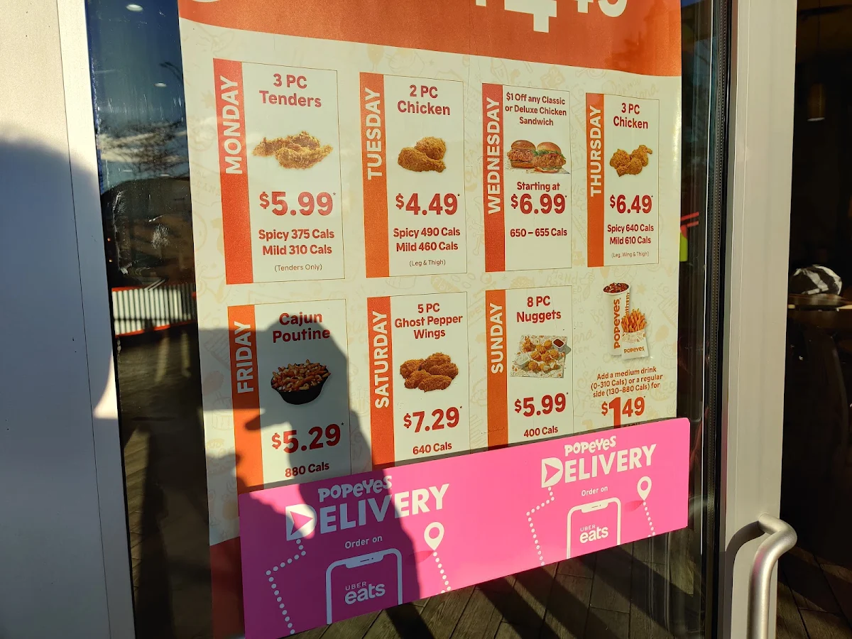 Menu, Popeyes Louisiana Kitchen