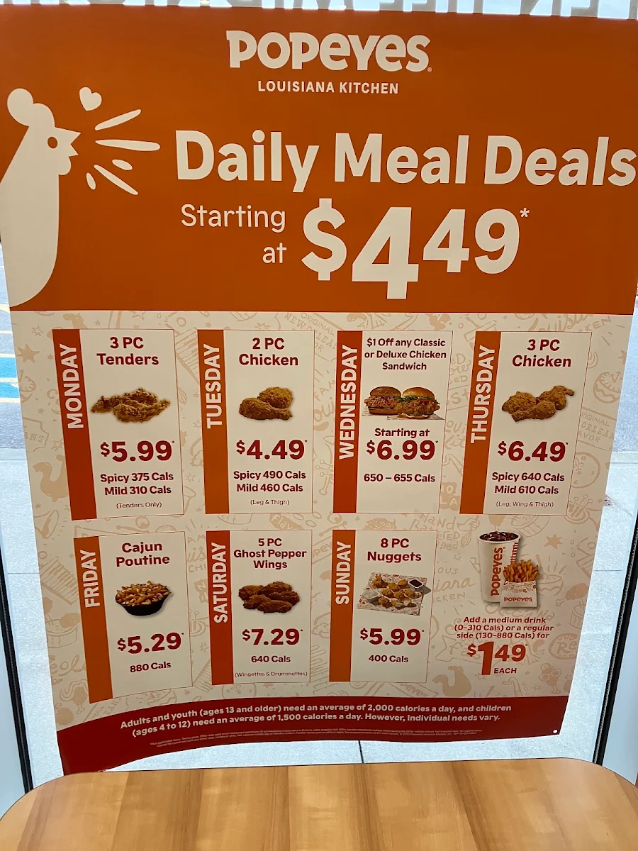 Menu, Popeyes Louisiana Kitchen