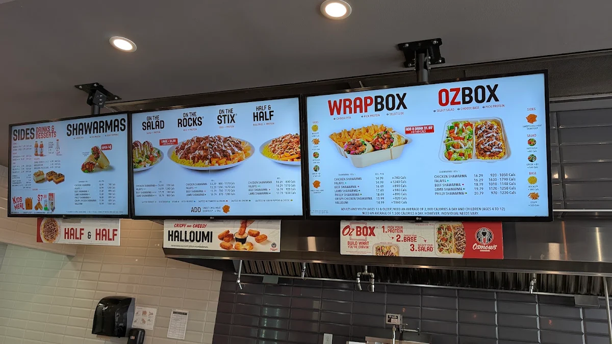Menu, Osmow's Shawarma