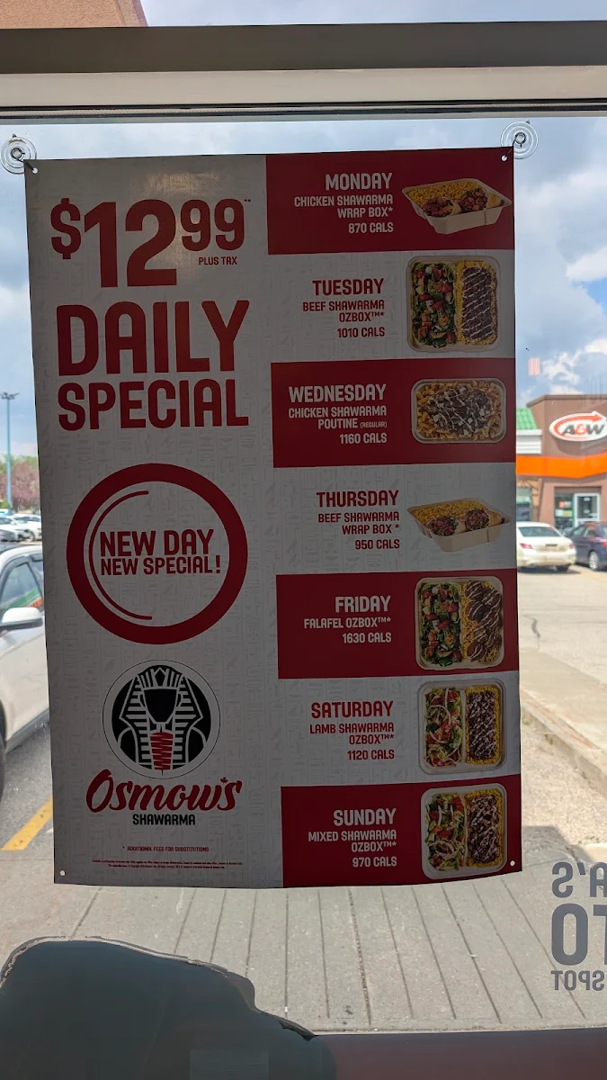 Menu, Osmow's Shawarma