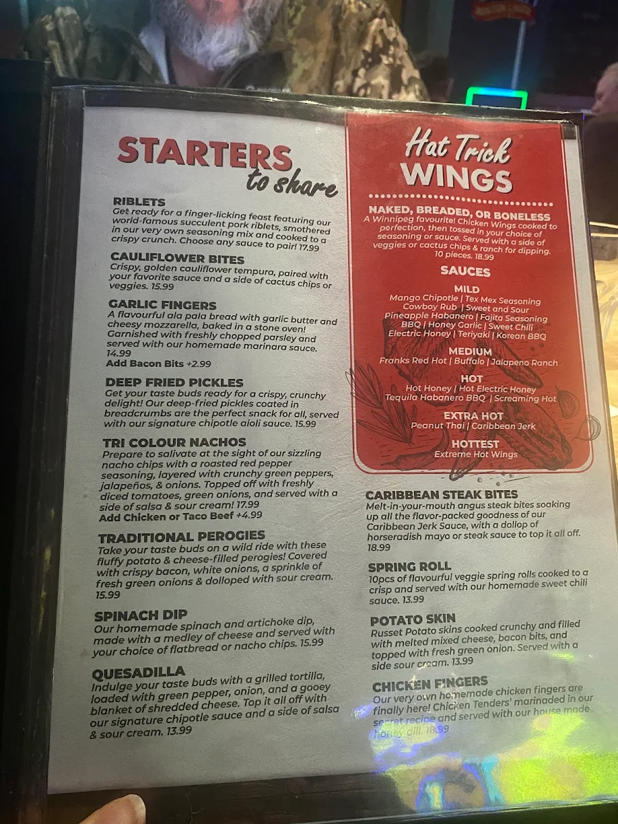Menu, Hat Tricks Sports Bar and Grill
