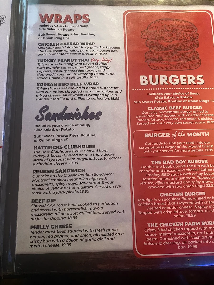 Menu, Hat Tricks Sports Bar and Grill
