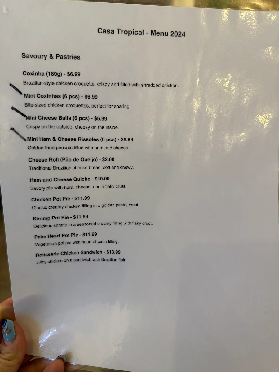 Menu, Casa Tropical