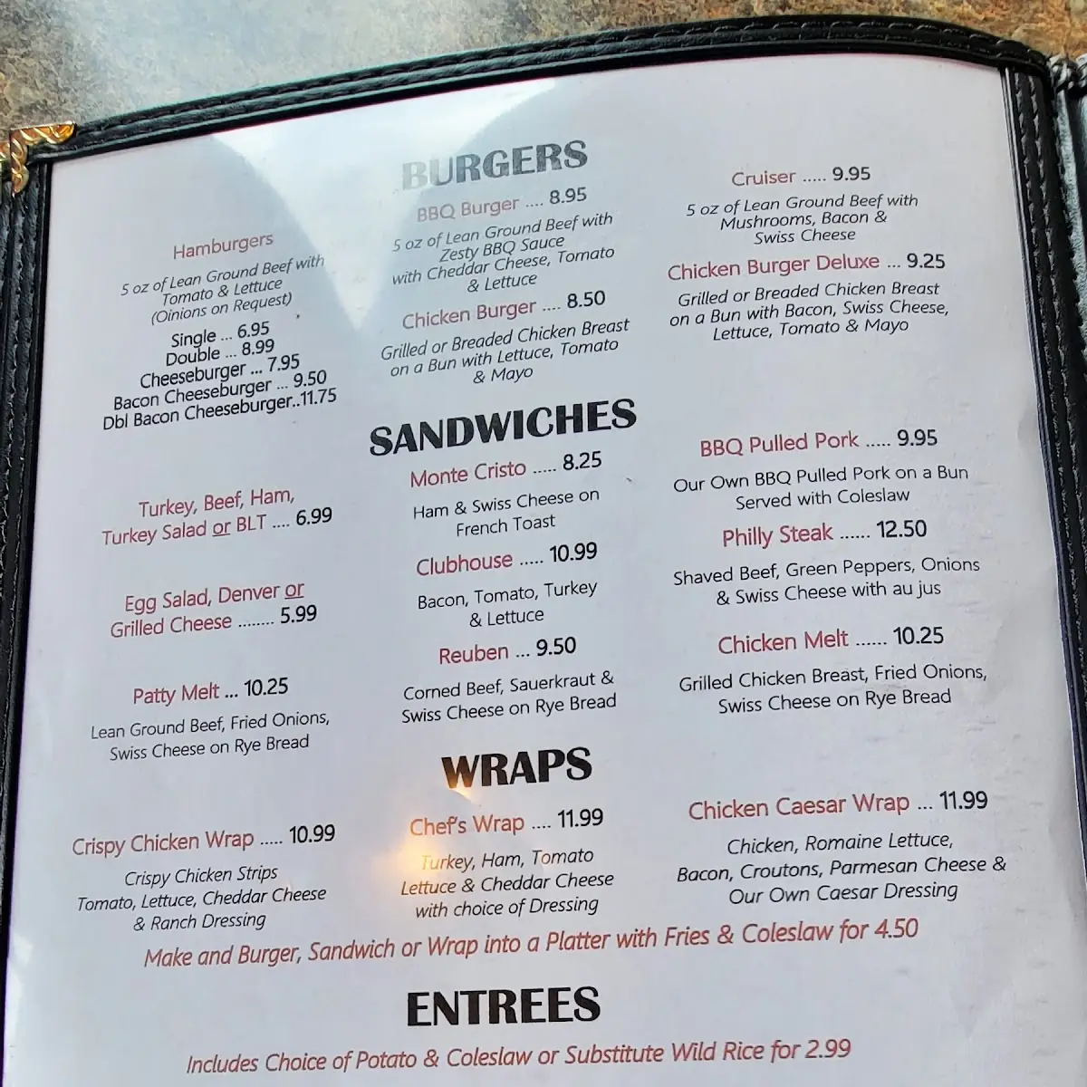 Menu, Harbourage