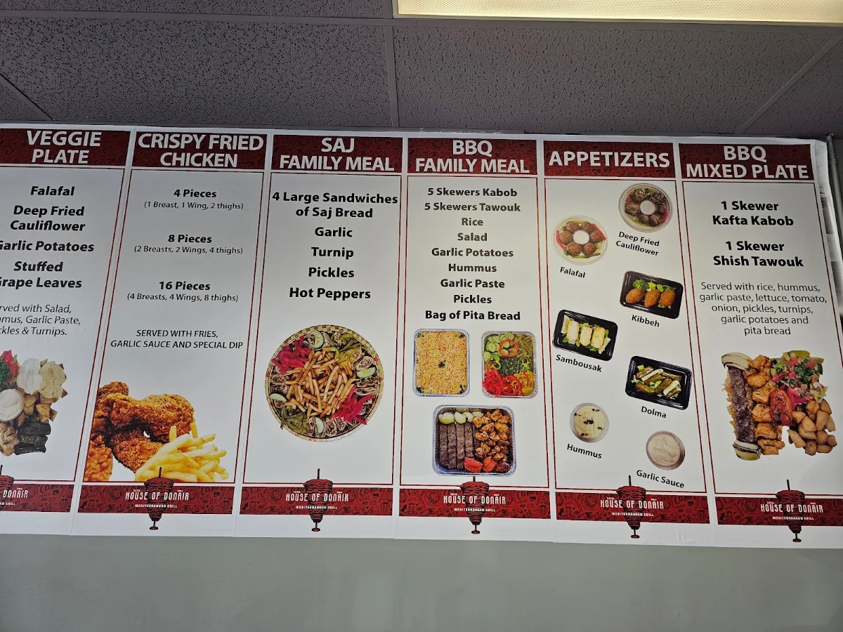 Menu, House of Donair