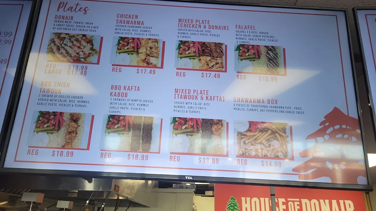 Menu, House of Donair